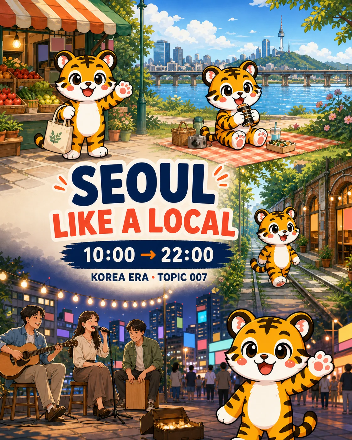 Illustrated traveler choosing a Seoul day