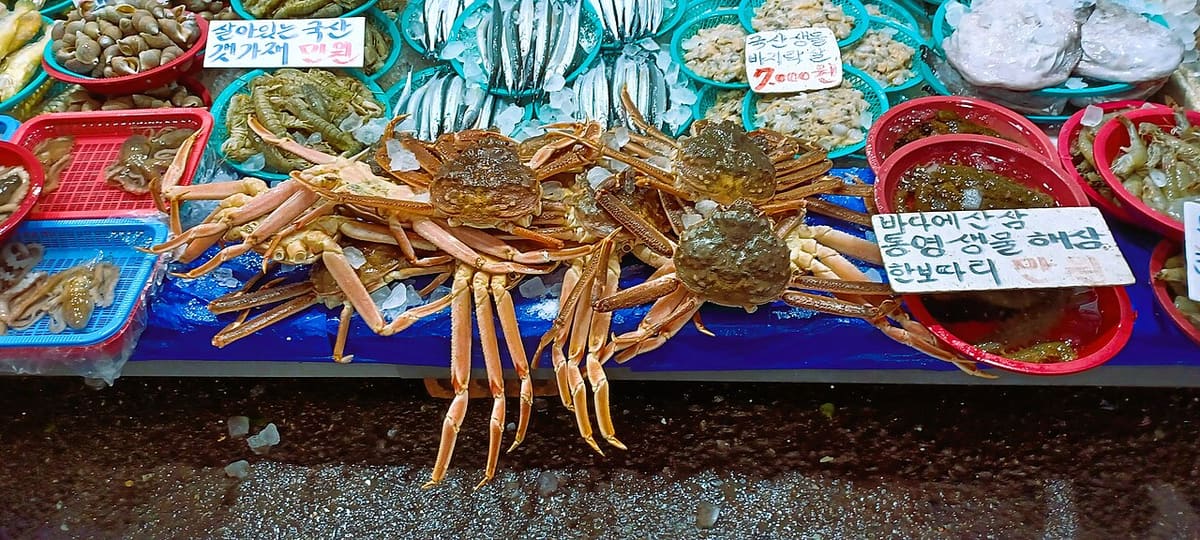 A food stall inside Mangwon Market in Seoul