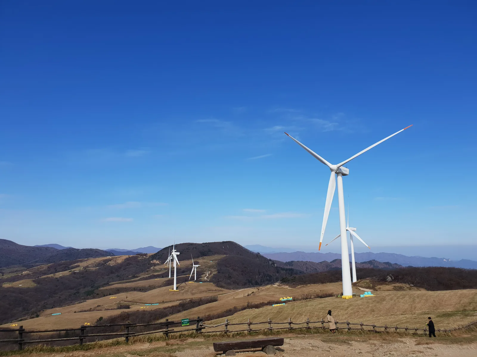 Wind turbines across the rolling highland pastures of Samyang Roundhill in Pyeongchang