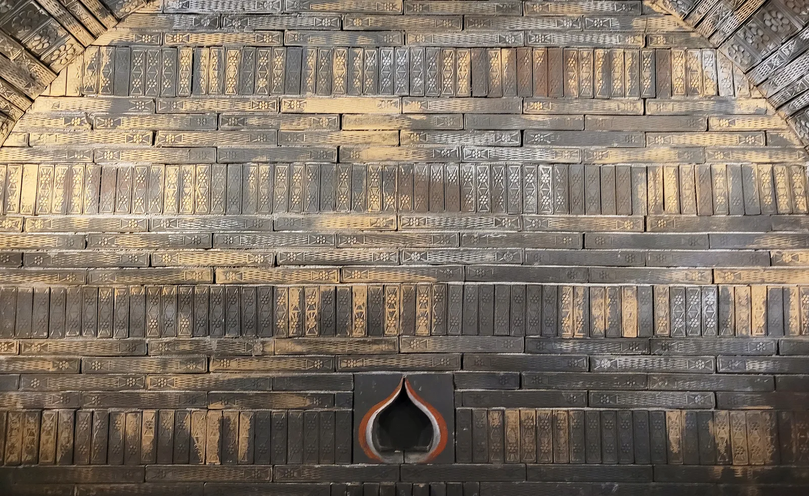 Decorated brickwork and the arched doorway of Royal Tomb No. 7 associated with King Muryeong in Gongju