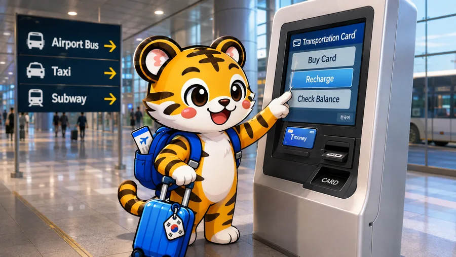 Illustration of a transport card kiosk offering buy, recharge and balance options