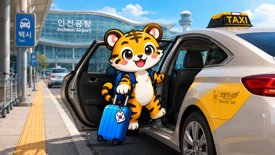 Illustration of a taxi stand information board and queue