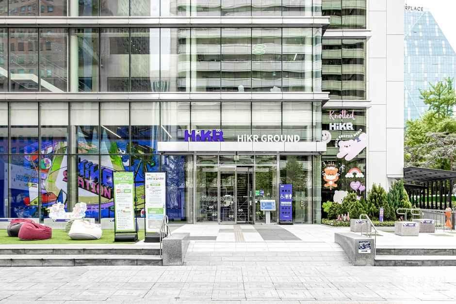 The signed glass entrance of HiKR Ground at the Korea Tourism Organization Seoul Center