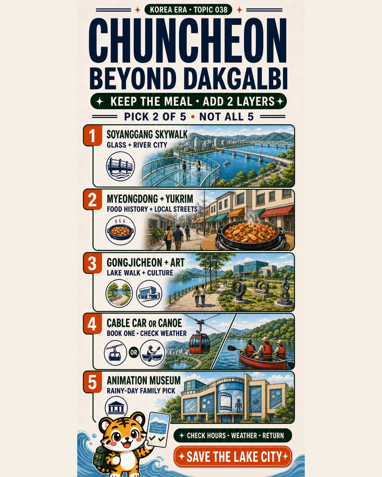 Korea Era tiger presenting five choices for experiencing Chuncheon beyond dakgalbi